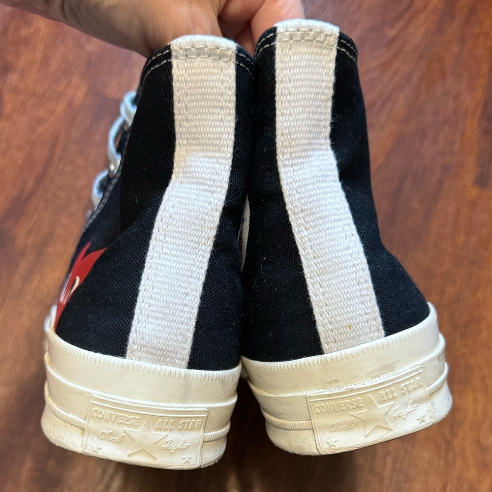 Converse x Comme des Garçons Heart High Top Sneakers Black Red Women’s 8 - Picture 5 of 8